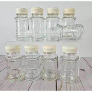 Set of 9‎ Clear Glass Spice Jars with Rope Pattern and Sifting Lids